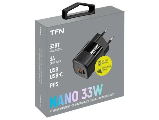 Зарядное устройство TFN СЗУ nano A+C PD 33W black б/кабеля TFN-WCRPD22